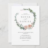 水の色クリスマスサークルフレームウェディングパーティー 招待状 (正面)