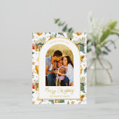 水の色クリスマスタウン写真 箔シーズンポストカード (立ち正面)