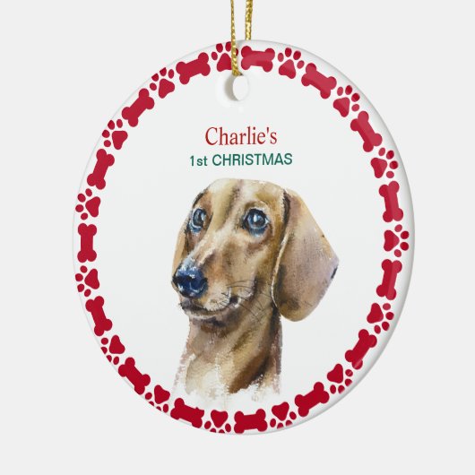 水の色クリスマスダッシュントのクリスマス セラミックオーナメント (左)