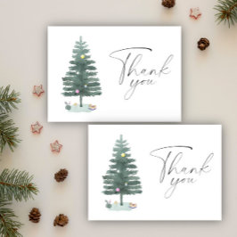 水の色クリスマスツリーありがとう サンキューカード