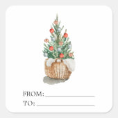 水の色クリスマスツリーのギフトシール スクエアシール (正面)