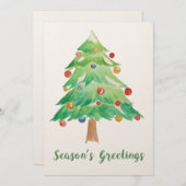 水の色クリスマスツリーのホリデーカード シーズンカード (正面/裏面)