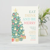 水の色クリスマスツリーのホリデーパーティー 招待状 (スタンド正面)
