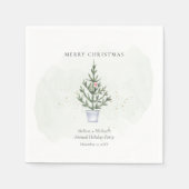 水の色クリスマスツリーアニュアルホリデーパーティー スタンダードカクテルナプキン (正面)