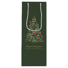 水の色クリスマスツリーカスタムの家族の名前 ワインギフトバッグ