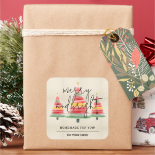 水の色クリスマスツリーズホームメイド スクエアシール