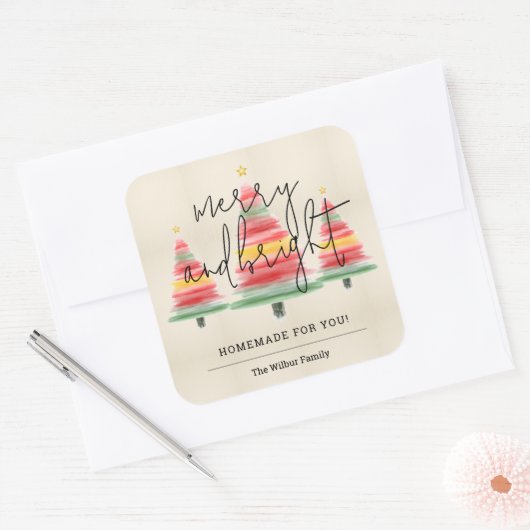 水の色クリスマスツリーズホームメイド スクエアシール (封筒)