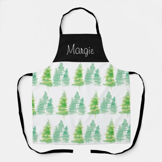 水の色クリスマスツリーパンドルアートエプロン エプロン (正面)