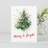 水の色クリスマスツリーファミリーフォトクリスマス シーズンカード (スタンド正面)