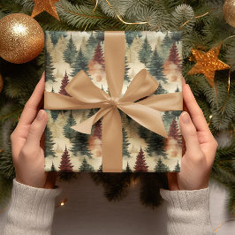 水の色クリスマスツリーフォレストパインツリー ラッピングペーパー