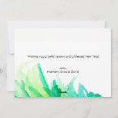 水の色クリスマスツリーベビー家族の写真 シーズンカード (裏面)