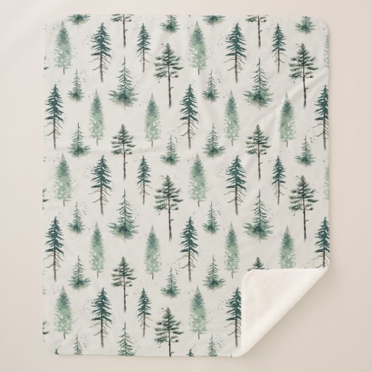 水の色クリスマスツリーホリデーパターン シェルパブランケット (正面)