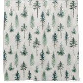 水の色クリスマスツリーホリデーパターン シャワーカーテン (正面)