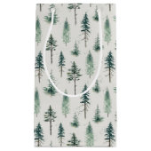 水の色クリスマスツリーホリデーパターン スモールペーパーバッグ (正面)