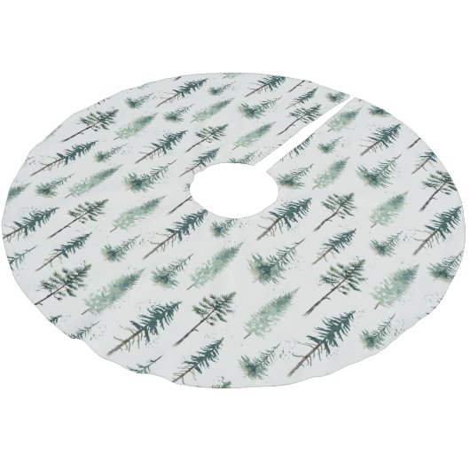 水の色クリスマスツリーホリデーパターン ブラッシュドポリエステルツリースカート (アングル)