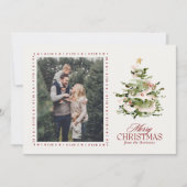 水の色クリスマスツリーホリデーフォトカード シーズンカード (正面)