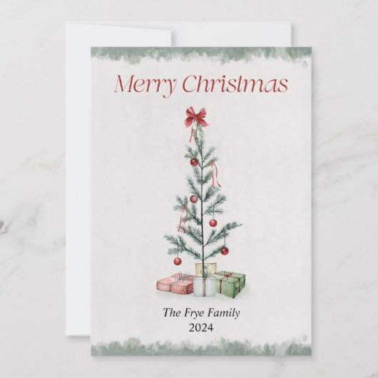 水の色クリスマスツリーメリークリスマスカード シーズンカード (正面)
