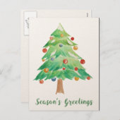 水の色クリスマスツリー企業のホリデーカード シーズンポストカード (正面/裏面)