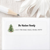 水の色クリスマスツリー休日のアドレスステッカー ラベル (インサイチュ)