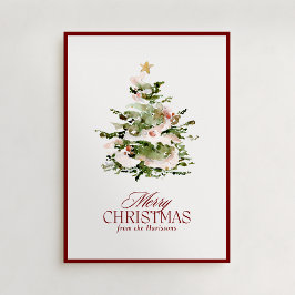 水の色クリスマスツリー休日の非フォトカード シーズンカード