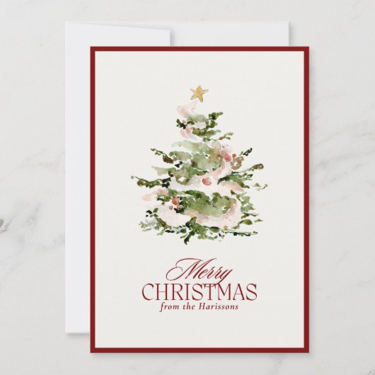 水の色クリスマスツリー休日の非フォトカード シーズンカード (正面)