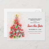 水の色クリスマスツリー休日パーティー日付を保存 シーズンポストカード (正面/裏面)