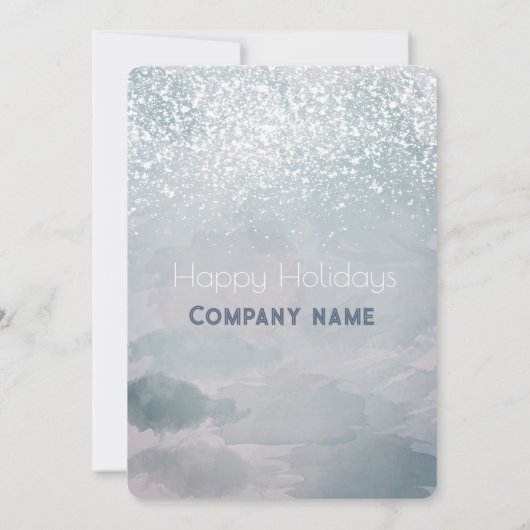 水の色クリスマスツリー冬の休日の会社 招待状 (裏面)