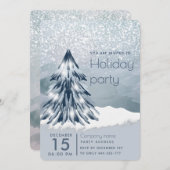 水の色クリスマスツリー冬の休日の会社 招待状 (正面/裏面)