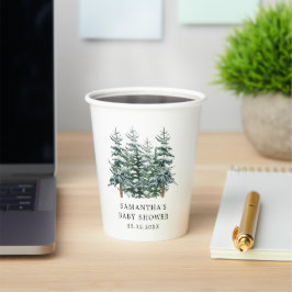 水の色クリスマスツリー冬の赤ちゃんシャワー 紙コップ