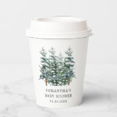水の色クリスマスツリー冬の赤ちゃんシャワー 紙コップ (裏面)