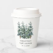 水の色クリスマスツリー冬の赤ちゃんシャワー 紙コップ (正面)