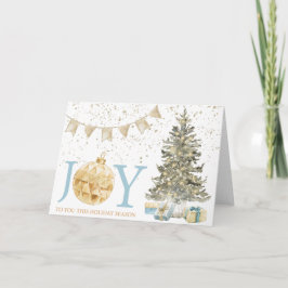 水の色クリスマスツリー喜びにあなたにこの休日 カード