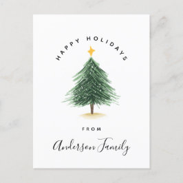 水の色クリスマスツリー幸せな休日グリーティング ポストカード
