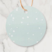 水の色クリスマスツリー赤ちゃんシャワーメッセージカード フェイバータグ (裏面)