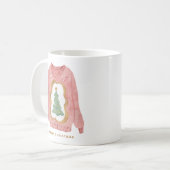 水の色クリスマスツリー醜いセーターホリデー コーヒーマグカップ (正面左)