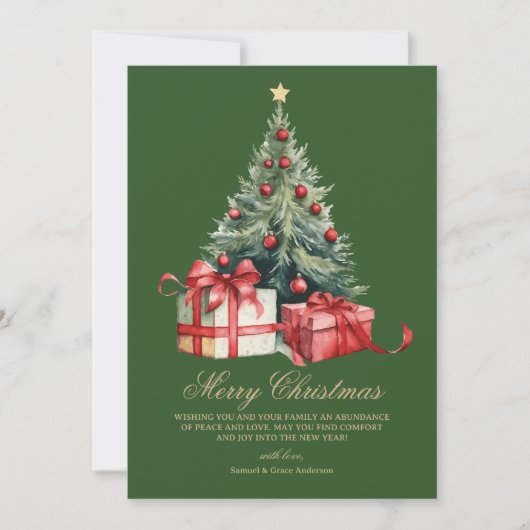 水の色クリスマスツリー非フォトクリスマスカード シーズンカード (正面)