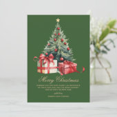 水の色クリスマスツリー非フォトクリスマスカード シーズンカード (スタンド正面)