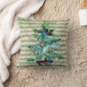水の色クリスマスツリー&ミュージック クッション (ブランケット)