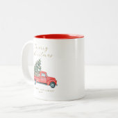 水の色クリスマスツリー&レッドトラメリーックX'mas ツートーンマグカップ (正面左)