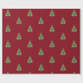 水の色クリスマスツリー、赤の休日 ラッピングペーパー (フラット)