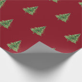 水の色クリスマスツリー、赤の休日 ラッピングペーパー (角)