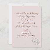 水の色クリスマストナディアピンクホリデーカード (裏面)