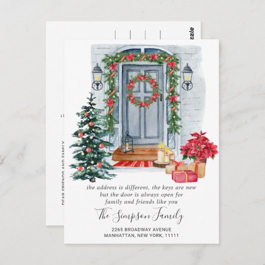 水の色クリスマスドアの動きのお知らせ ポストカード (正面/裏面)