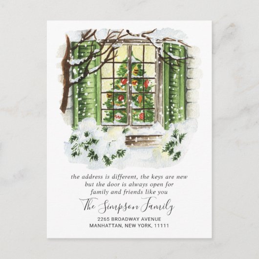 水の色クリスマスドアの動きのお知らせ ポストカード (正面)