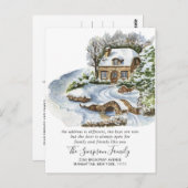 水の色クリスマスドアの動きのお知らせ ポストカード (正面/裏面)