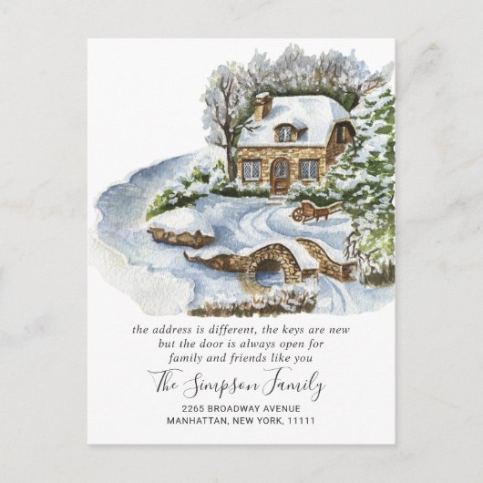 水の色クリスマスドアの動きのお知らせ ポストカード (正面)