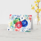 水の色クリスマスバウブルホリデーグリーティングカード カード (黄色い花)