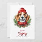 水の色クリスマスビーグルドッグ シーズンカード (正面)