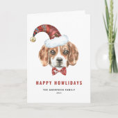 水の色クリスマスビーグルハッピーハウリデイ シーズンカード (正面)