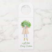 水の色クリスマスファッションの女の子と緑 ボトルネックタグ (正面)